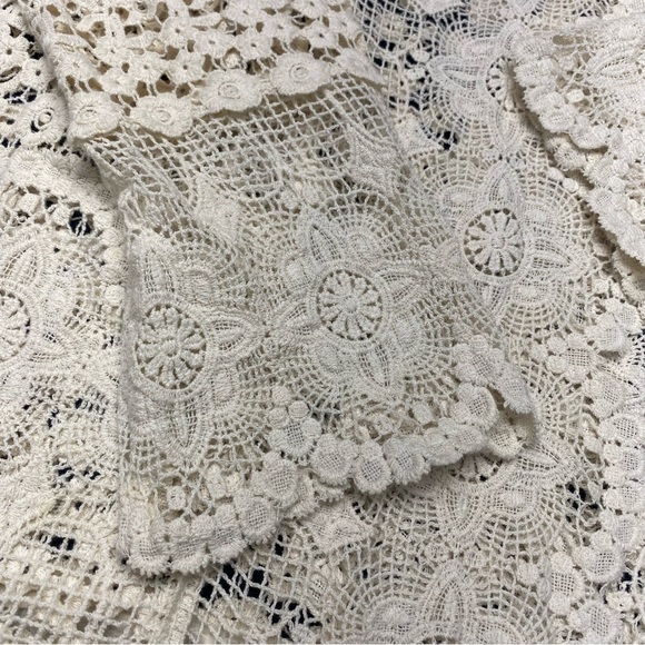 Cupio Ivory Lace Open Cardigan Side Slits Pockets Women’s LG COTTAGECORE BOHO - Picture 8 of 16